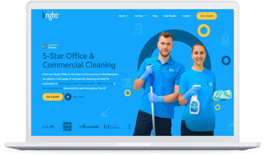 in house media website design on laptop