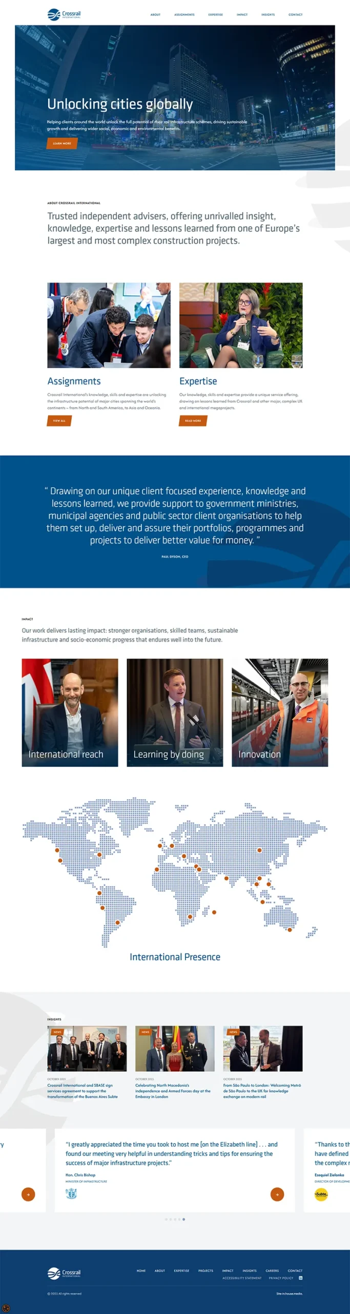 Crossrail International home page web design
