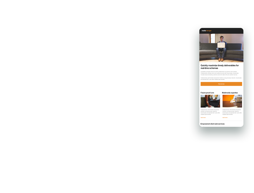 Screenshot of mailing manager email marketing template