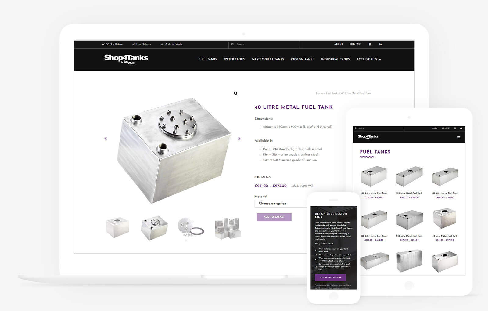 shop4tamks page designs on various devices