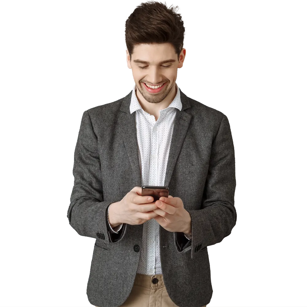 man looking at phone