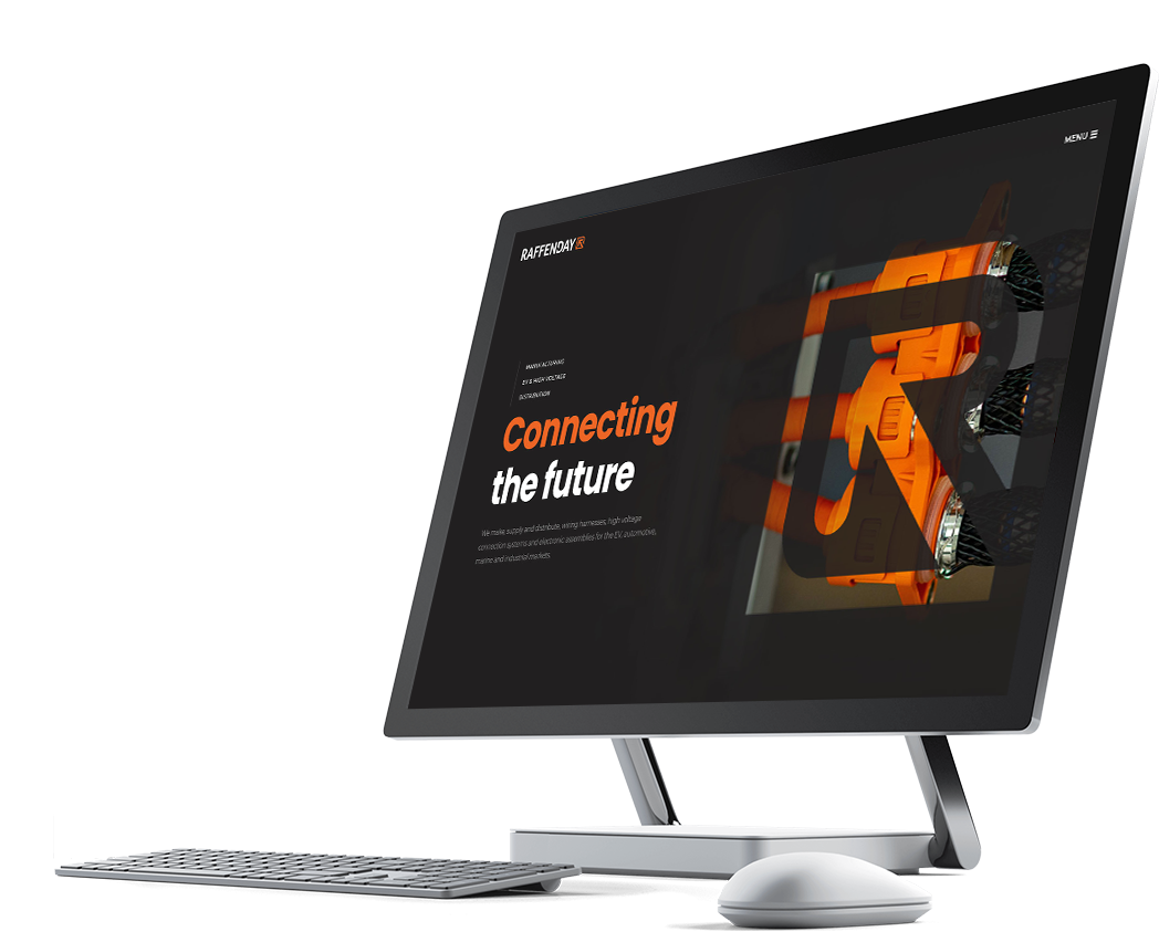 Computer with in house media web design on screen